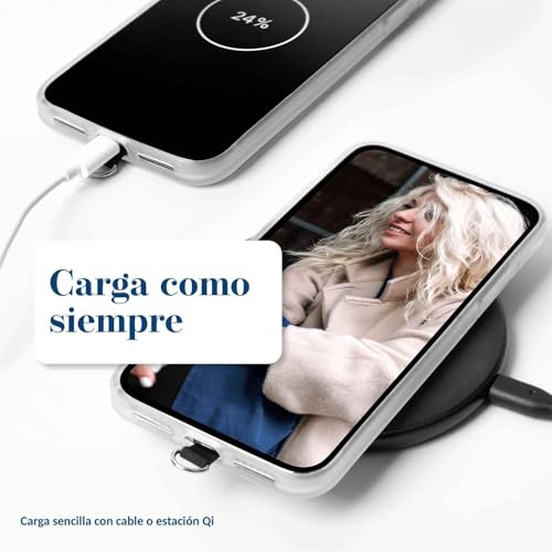 moex Unleash para Samsung Galaxy A14 (4G/5G) – Cadena para teléfono móvil con mosquetón, correa de cuello desmontable rápida – Smartphone con almohadilla para fundas – Cadena para colgar en azul