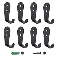 Wall Hooks 8 Pcs,Coat Hooks, Stainless Steel Hook, Garage, Luggage Key Hook, Bathroom Kitchen Dining Room,Heavy Duty, Indoor and Outdoor Hooks (Black 1.57inch-1 Hook(8 Pieces)