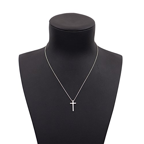 Zealmer Silver Cross Necklace Religious Crucifix Pendant Necklace with Faith Reminder Card