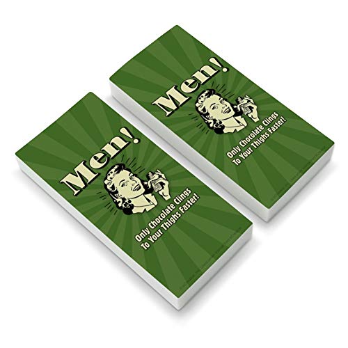Men Only Chocolate Clings to Your Thighs Faster Funny Humor Eraser Set of 2