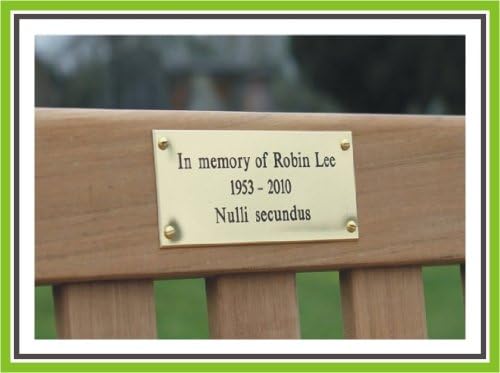 5 x 1.5" ENGRAVED POLISHED BRASS BENCH PET MEMORIAL PLAQUE SIGN BY ENGRAVING WORLD