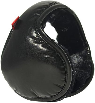 Mraw Unisex Black PU Leather Foldable/Adjustable Wrap around Earmuffs
