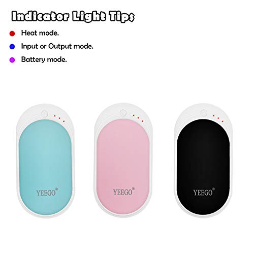 YEEGO Hand Warmers Rechargeable, Electric Portable Pocket Travel Hand Warmer Reusable Heater 5200mAh Power Bank, Best Winter Hand Warmer Gift for Women & Men 2 Years Warranty(Black)