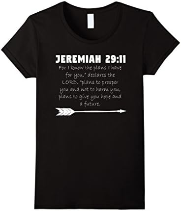 Women's Christian Bible Verse Quote T-Shirt - Jeremiah 29:11 Gift XL Black