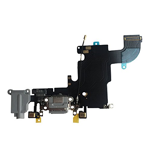 Johncase New OEM Original USB Charging Port Dock Connector Flex Cable + Microphone + Headphone Audio Jack Replacement Part for iPhone 6s 4.7 Black