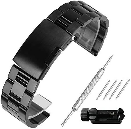 WEIMOB Women Men Stainless Steel Metal Watch Band Strap 18mm 20mm 22mm 24mm 26mm 28mm 30mm Replacement Bracelet Silver Black