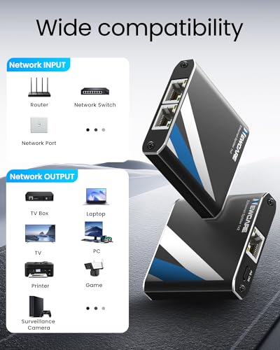 Gigabit Ethernet Splitter 1 to 2, 1000Mbps RJ45 Internet Splitter 2 Port with 3.3FT LAN Cable, Dual Network Adapter for Cat5e/6/7/8, Support 2 Devices Simultaneously
