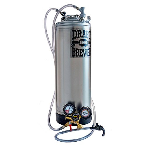 Draft Brewer Single Homebrew Kegging System for Home Brew Beer - with Dual Gauge CO2 Regulator and a Single Ball Lock Keg