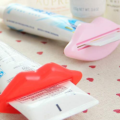 dianpo Random Color Lip Shape Toothpaste Tube Face Wash Cleaning Foam Cream Roller Squeezer Dispenser ABS Clip