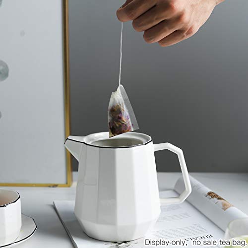 YOLIFE 35 Ounce Ceramic Coffee Pot,White Porcelain Teapot for Tea or Coffee Sever