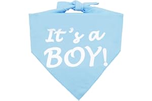 BARLEYGOO It’s a Boy or It’s a Girl Dog Bandana Pregnancy Announcement Dog Bandana Baby Announcement Triangle Pet Scarf Scarves Gender Reveal Photo Prop Blue
