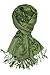 Achillea Large Soft Silky Pashmina Shawl Wrap Scarf in Solid Colors (Olive Green)