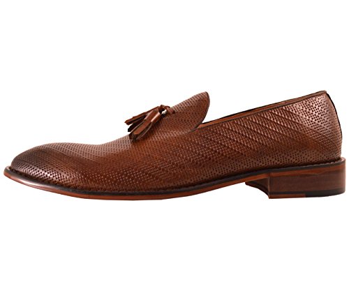 Asher Green Mens Genuine Woven Embossed Leather Loafer, Slip-On Dress Shoe, Wood-Like Sole