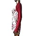 AIMTOPPY Fashion Women Long Sleeve Floral Striped Splicing O-Neck T-Shirt Blouse (XL, Red)