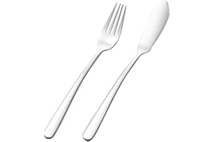 Lurrose Ergonomic Stainless Steel Fish Knife and Fork Dinnerware Set for Home Meals and Restaurant Service