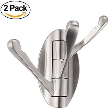 Bosszi Triple Swing Arm Robe Hook Hangers Wall Mount Solid Metal Brushed Nickel Finish