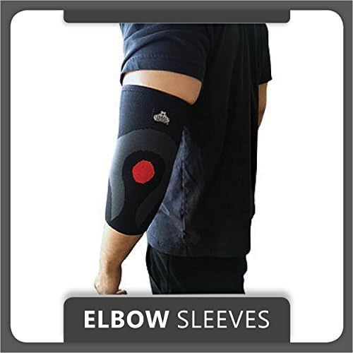 Bear Grips Elbow Sleeves, Support & Compression for weightlifting, Cross Fitness, Powerlifting, bodybuilding, Tennis, Golf, Yoga - Both Women & Men, Single Sleeves or Pairs in Black