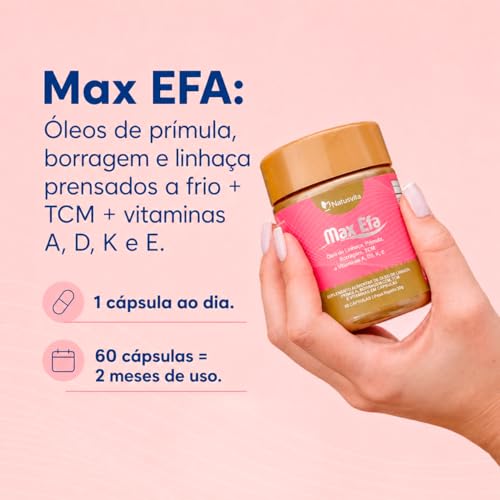 Kit 2und 120 cápsulas Max Efa (Óleo de Linhaça, Prímula, Borragem com TCM e Vitaminas A, D3, K e E)