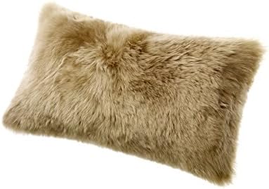 Long Wool Sheepskin Pillows 11x22 Taupe Fur