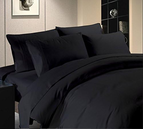 US Comfort Zone Bedding Item Top Quality 500-Thread-Count 100 % Egyptian Cotton Queen 3pc Duvet Cover Set Solid Black