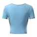 KIRA Women's Deep V Neck Long Sleeve Unique Cross Wrap Slim Fit Crop Tops (Small, Light Blue.)