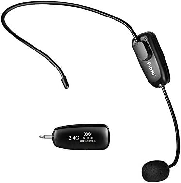 Eyoyo 2.4G Wireless Microphone Headset Stage Wireless MIC with 3.5mm Plug Receiver Black