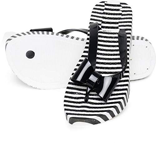 black and white striped slippers