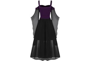 FARTEY Fairy Dress for Women Renaissance Medieval Gothic Dress Cold Shoulder Butterfly Sleeve Maxi Dress Steampunk Clothes