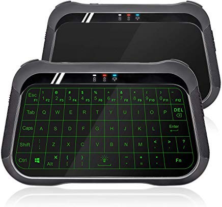 ANEWISH 2.4Ghz Mini Wireless Keyboard Full Screen Mouse Touchpad, Backlit Mini Keyboard Air Remote Mouse Combo, Rechargeable Handheld Remote Android TV Box, IPTV,HTPC, PC,Laptop More