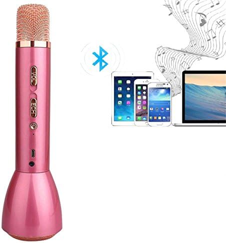 Wireless Karaoker Microphone Speaker,Portable Cellphone Karaoke Player Built-in Bluetooth Speaker for Music Playing and Singing Anytime(Rose Gold)
