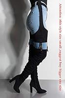 Women S Fashion Thigh High Boots Chunky Heel Belted Thigh High