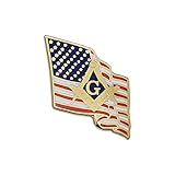 1" American Flag with Masonic Square and Compasses Freemason Lapel Pin - The Masonic Exchange