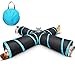 Creaker 4 Way Cat Tunnel Collapsible Pet Play Tunnel Tube Toy with a Bell Toy & a Soft Ball Toy for Cat, Puppy, Kitty, Kitten, Rabbit