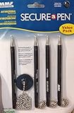 Secure-A-Pen Antimicrobial Counter Pen with 3 Refills, Black (514455)[New Improved Version]