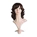MapofBeauty 14 Inch/35cm Charm Side Bangs Fluffy Synthetic Curly Short Hair Wig (Dark Brown)