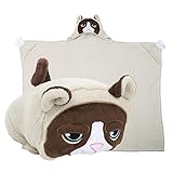 Comfy Critters Stuffed Animal Blanket - Grumpy Cat - Kids Huggable Pillow and Blanket Perfect for Pretend Play, Travel, nap time.