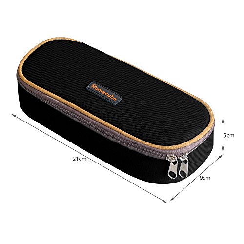 Pen Case, Homecube Big Capacity Pencil Bag Makeup Pouch Durable Students Stationery with Double Zipper, Black - Thumbnail 4