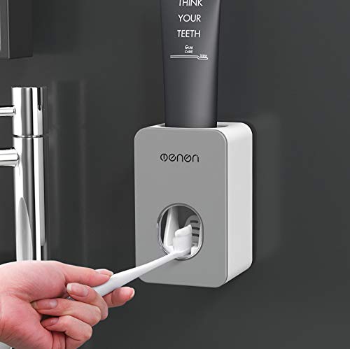 Eif Automatic Toothpaste Dispenser Set with Wall Mounted Kids Hands Free Toothpaste Squeezer for Kids Shower Bathroom Sink. Pack of 1 (1 Pack) (Gray)