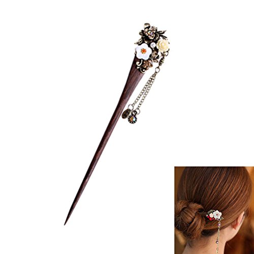 Frcolor Chinese hair sticks Stylish Wooden Traditional Flower Hairpin Tassels Hairpin Clip Hair Making Accessories