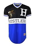 SCREENSHOTBRAND-758 Mens Hipster Hip-Hop Premium Tees - Side Zipper Longline Fashion Jersey T-Shirt Hustlers - Royal - 2XLarge