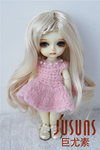 JD204 5-6inch(13-15cm) Blond Lady braid curly BJD doll wigs 1/8 synthetic mohair wig BJD wigs 5-6 inch Lati yellow doll accessories