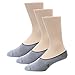 Thirty48 Men 3 Pack No-show Loafer Socks, Boat Shoe Liners with CoolPlus, Non-Slip Grip,Small/Medium (7.5 - 10),Light Gray