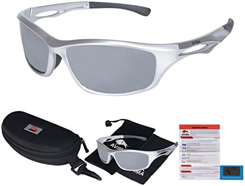 BEST Unisex Polarized Tr90 Unbreakable Frame Sports Sunglasses for Running Baseball Cycling Fishing Volleyball Driving Skiing Golf Traveling (Silver/Black Polished With Mercury Lens)