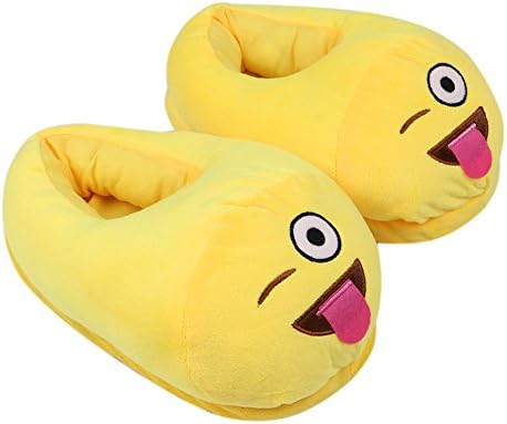 Xiujanet Emoji Cute Cartoon Slippers Warm Stuffed Funny Slippers for Women Household Indoor (Naughty)