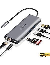 Intpw USB C Hub, Adaptador 4K USB C a HDMI, Gigabit Ethernet, Lector de tarjetas MicroSD   SD, 2 puertos USB 3.0, Suministro de energía para MacBook Pro, Nintendo Switch, XPS, Galaxy S9   S8 y más (gris espacio) 7  En 1