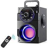 TAMPROAD Portable Bluetooth Speakers with Subwoofer Rich Bass Wireless Outdoor/Indoor Party Speakers MP3 Player Powerful Speaker Support Remote Control FM Radio for Phone Computer PC Home TV