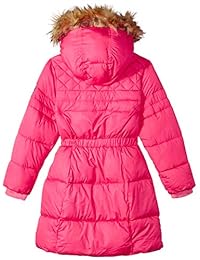 Chaqueta de burbujas para niña impermeable con borde de piel sintética