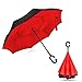Elover 32in X 8 Panels Double Layer Inverted Umbrella, B - Pure Red