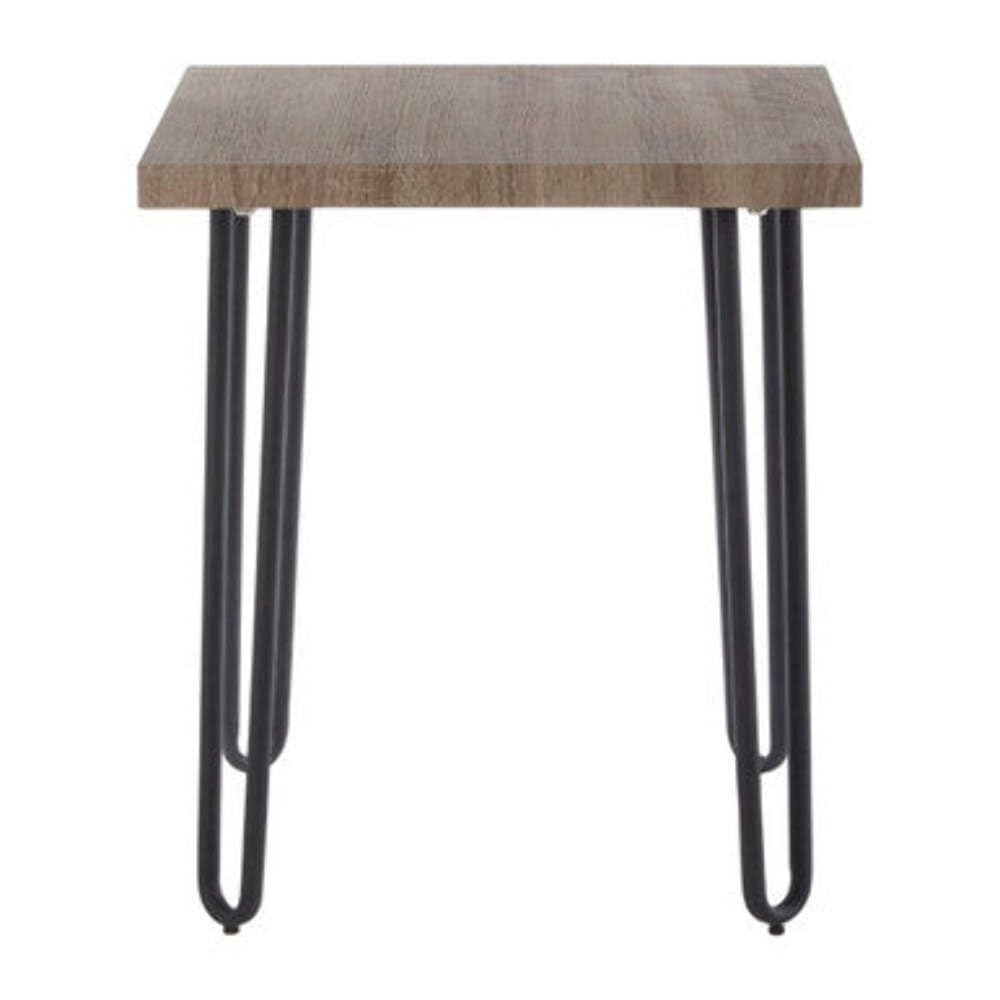 Premier Borough Side Table, Faux Wood Veneer, Matte Black Legs
