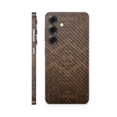Carbon Fiber Phone Skin Compatible with Samsung Galaxy S25 - Brown Linen - Prem…